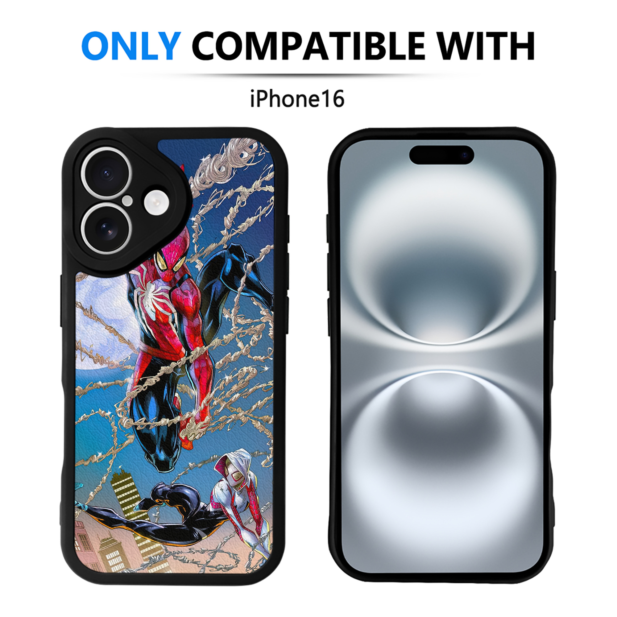 Spider Man スパイダーマン 【iPhone 16シリーズ対応】シリコンスマホケース（レザー調） 材質：シリコン